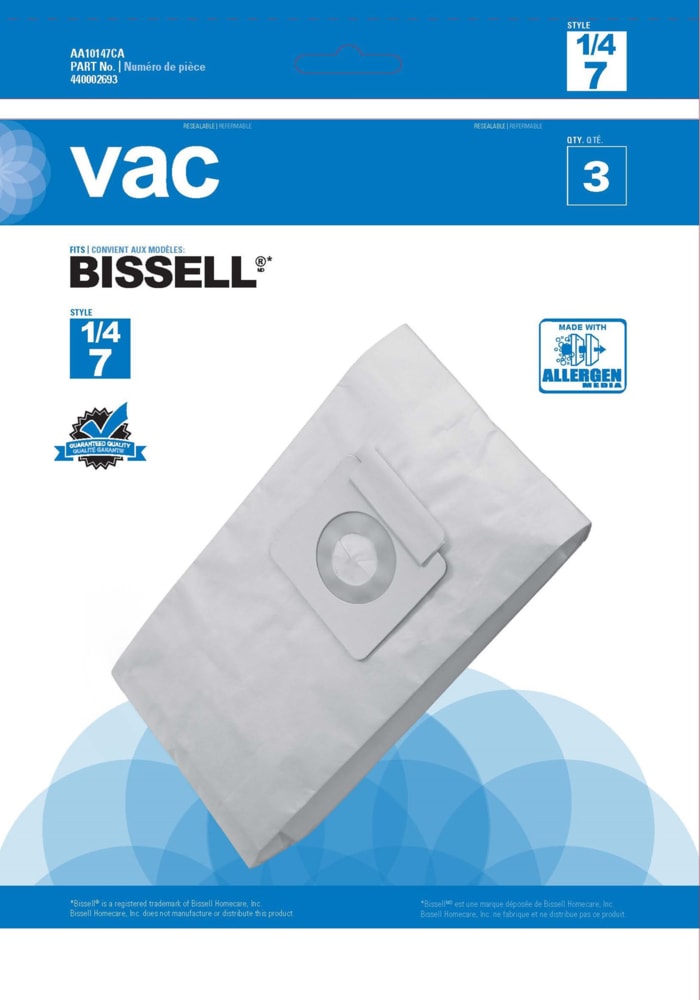 Bissell Type 1, 4 & 7 Replacement Allergen Vacuum Cleaner Bags, 3-pk Y5097