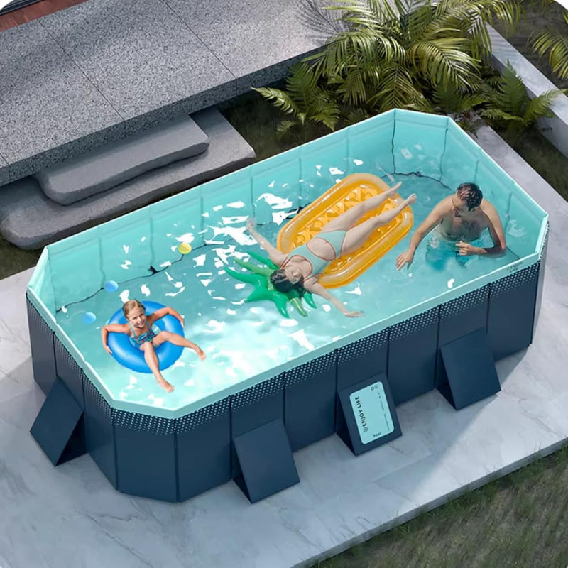 Pool Above Ground/Wood Frame Swimming Pools, 5feet/ 6foot/ 7ft/ 8ft/ 9ft/ 13ft Long Outdoor Mini Large Rectangular Pool for Indoor Outdoor Backyard Home, Toddler Adults Relax Pool (Size: 1.6x1.2x0. L9127