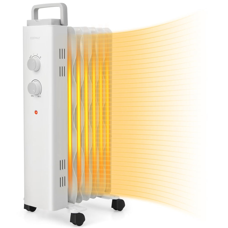 1500W Oil Filled Space Heater Electric Oil Radiant Heater w/ Safety Protection Q7960