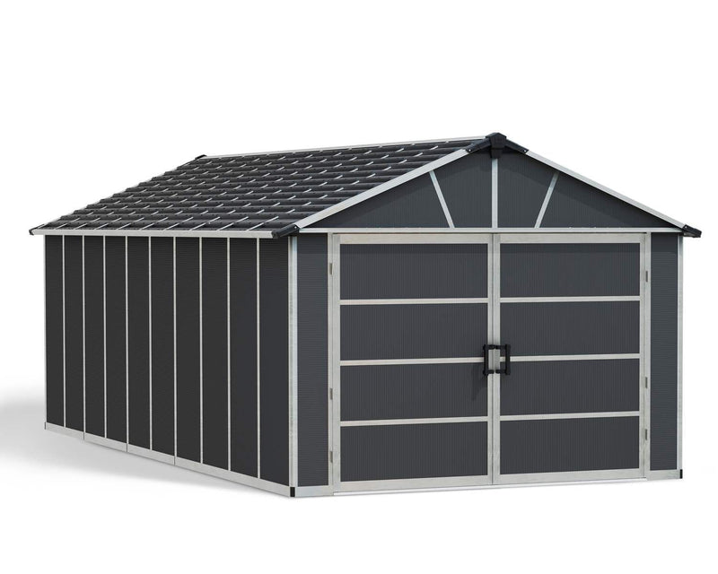 by Yukon 2-Door Car Garage/Utility Storage Shed Kit, Dark Grey, 11x21-ft B0530