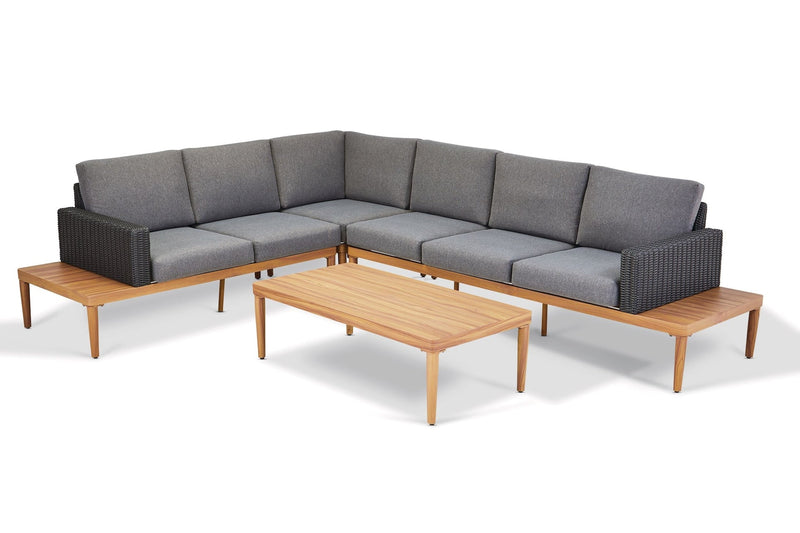 Edenvale Aluminum Frame & Wicker Faux Wood Finish Outdoor/Patio Sectional Set, 4-pc F1516
