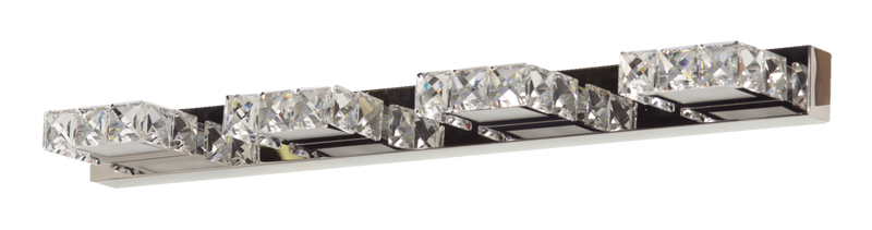 Isabella 4-Light Crystal Design LED Vanity Light Fixture, Chrome B6821