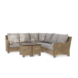 Moraine All-Weather Wicker Outdoor/Patio Sectional Set, UV-Resistant Cushions, 5-pc