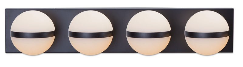 Orion 4-Light Vanity with Acrylic Glass, Black, 25-in A7780