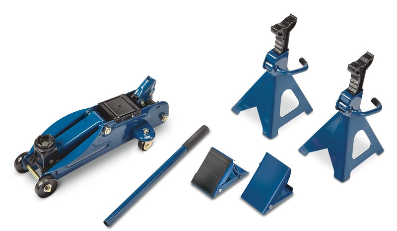 Garage Combo Kit, Jack and Axle Stands with Wheel Chocks, 2-Tonnes, 5-pc C3326
