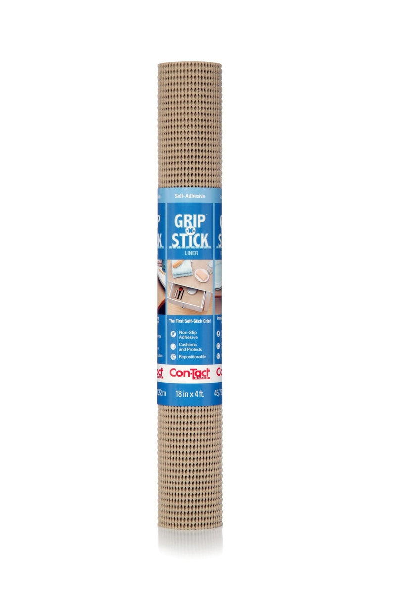 Con-Tact Grip-N-Stick Removable Adhesive Non-Slip Shelf/Drawer Liner, Taupe, 18-in x 4-ft O3989