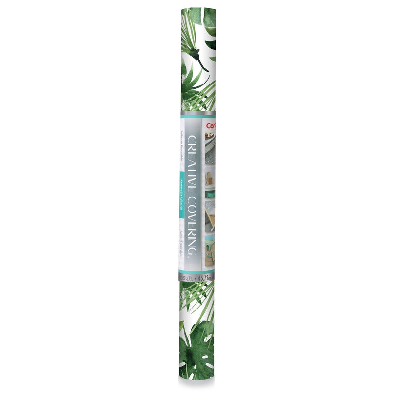 Con-Tact Removable Adhesive Shelf/Drawer Liner, Leaf Print, 18-in x 9-ft C3860
