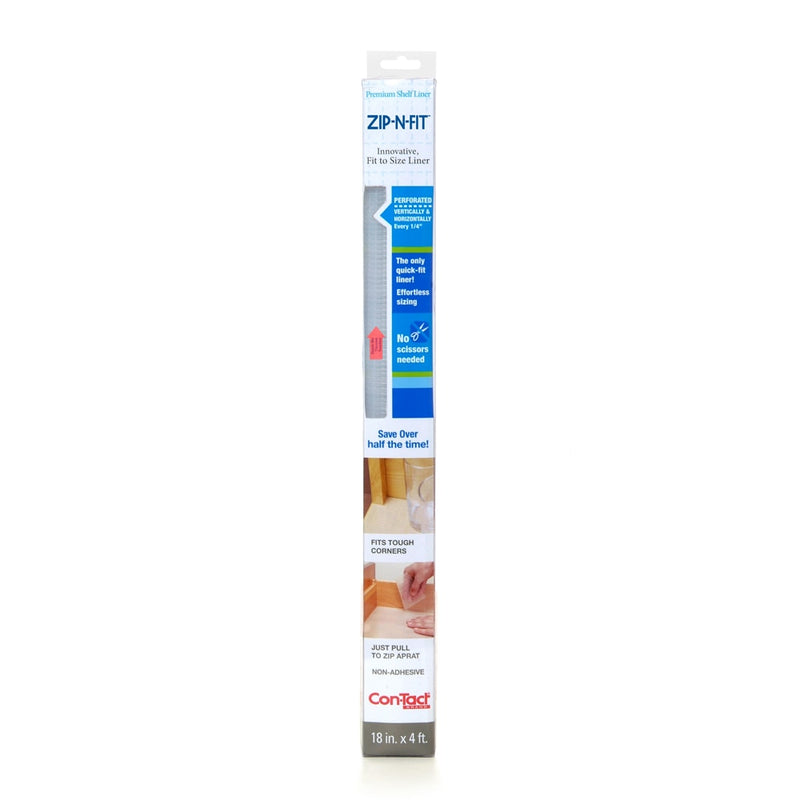 Con-Tact Zip-N-Fit Quick-Fit Non-Slip Solid Grip Shelf/Drawer Liner, Clear, 18-in x 4-ft V1499