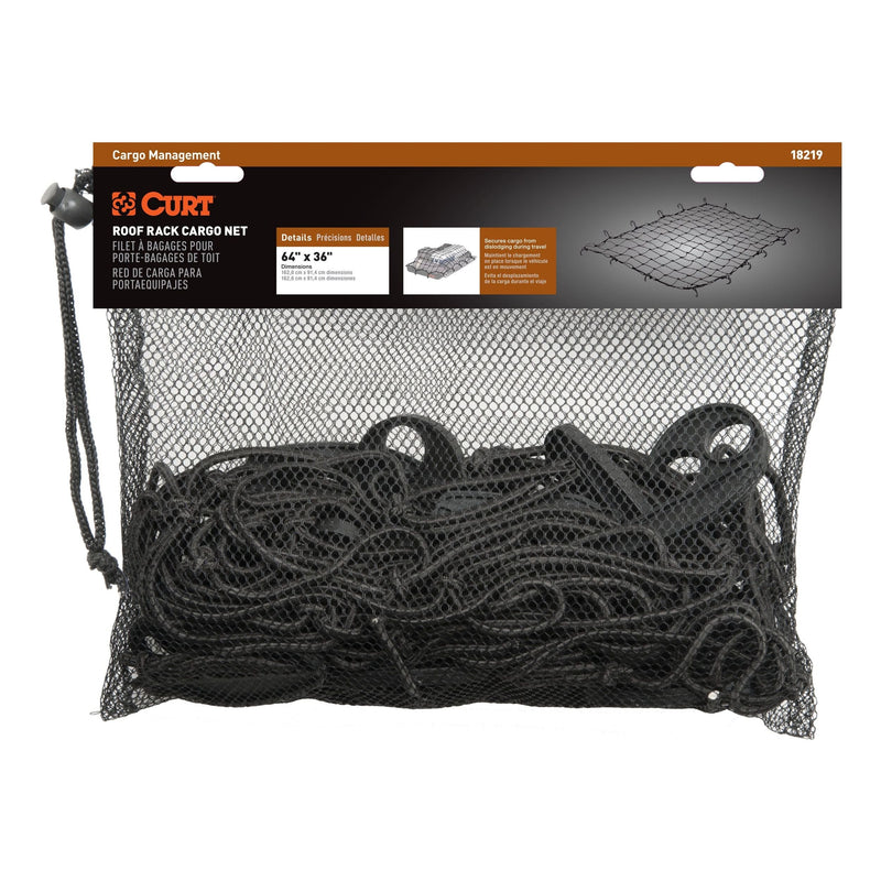 18219 Elastic Cargo Net with Hooks for Extended Roof Basket, 64 x 36-in C8797