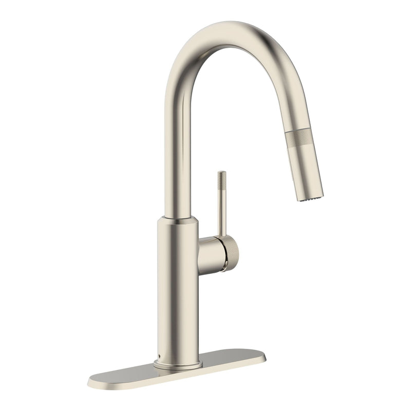 Colby 1-Handle Pull-Down Kitchen Faucet with Knurled Accents, Stainless Steel Q4317