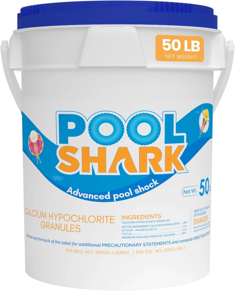 68% Calcium Hypochlorite Pool Shock for Swimming Pools - Chlorine Granules Swimming Pool Shock 50 lbs Bucket - Pool Chlorine for Inground and Above Ground Pool Treatment, Saltwater (50lbs) S7039
