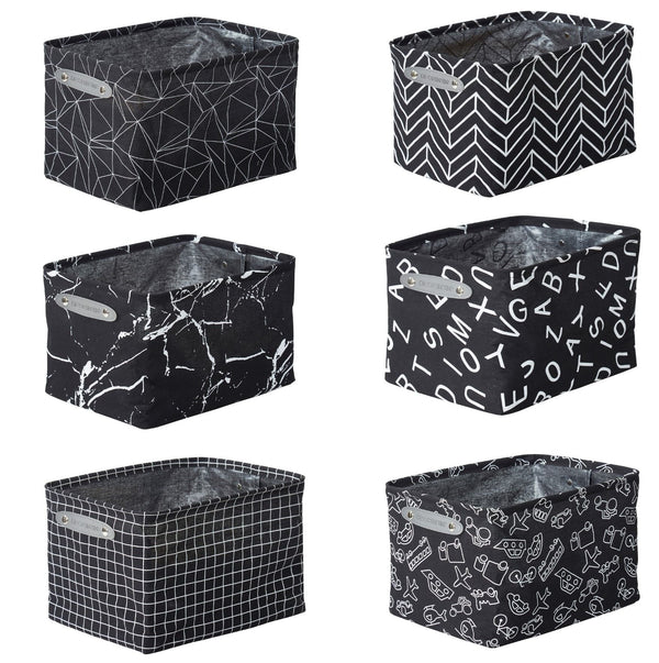 Large Water Resistant Storage Bin, 15-in x 11-in x 9.5-in, 6-pk, White Pattern O5487