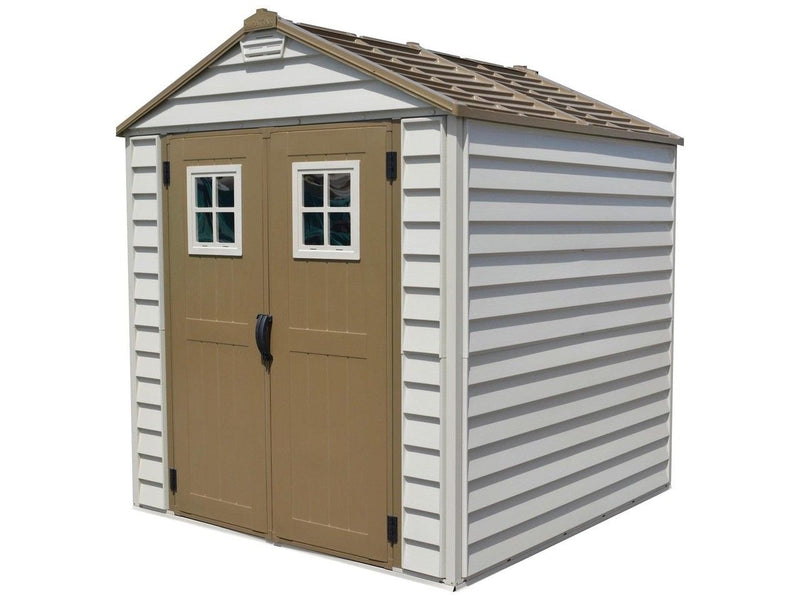 StoreMax Vinyl Garden Shed, Brown, 7-ft x 7-ft L8507