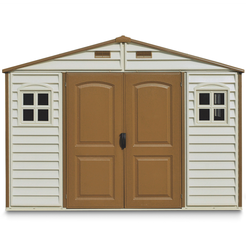 Woodside Vinyl Resin Garden Shed, Brown, 10-1/2-ft x 8-ft A7339