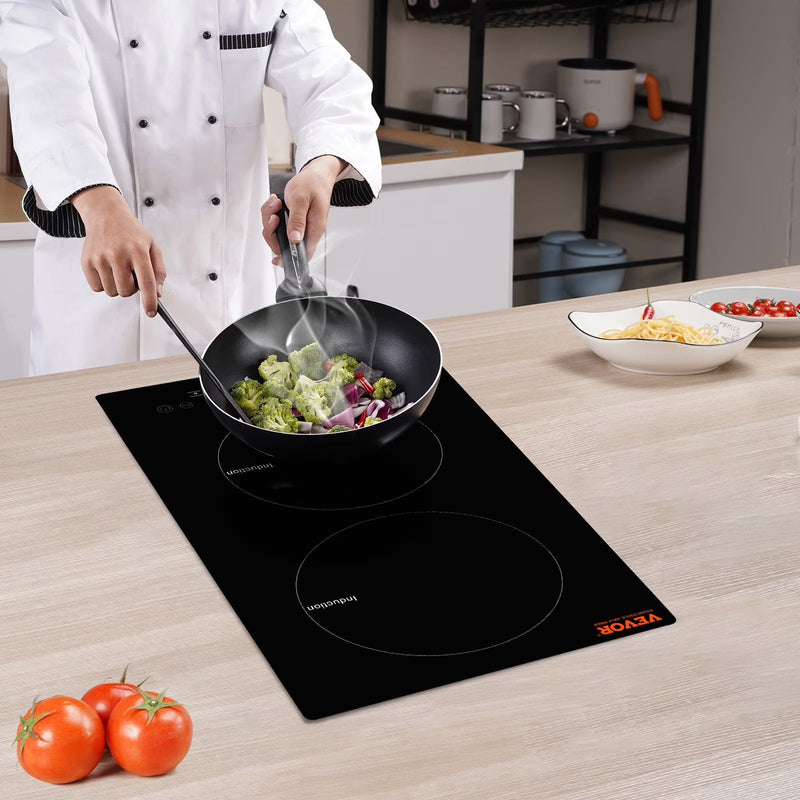 BENTISM 12 inch Electric Cooktop 2 Burners 1800W Stove Top Touch Control X9701
