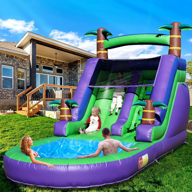 21FT(L) Commercial Grade Water Slide for Adults, (Heavy Duty Full PVC) (Big Splash Water Pool), 750w Blower, Inflatable Waterslide for Backyard, Outdoor Park, 21x9x12ft Q0380