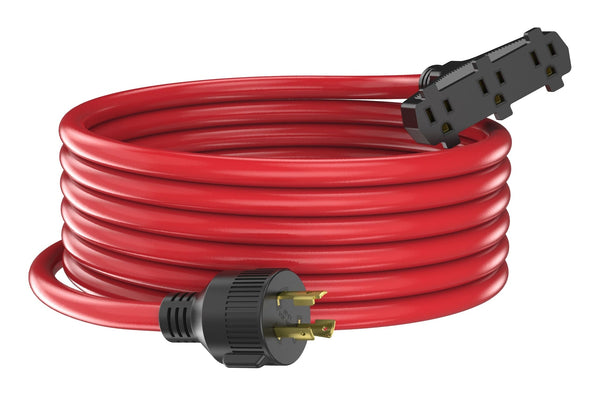 30A 25-ft Triple-Outlet Extension Cord, Red O3292