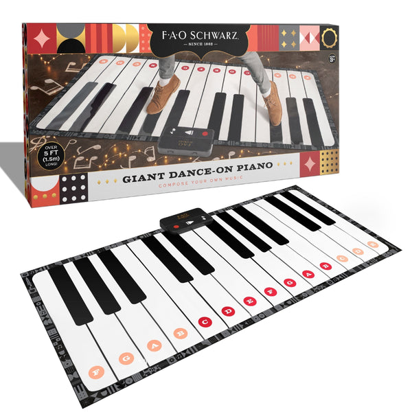 Toy Piano Dance Mat, 69x31, White/Black D3233