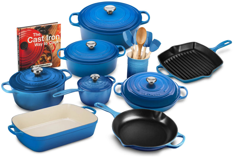 20-piece Signature Cast Iron Cookware Set,10.25 Skillet,1.75-quart Saucepan with Lid F3956