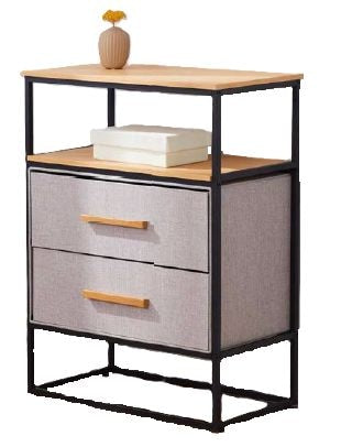 Fabric 2-Drawer 1-Shelf Storage Organizer, Wood C4407