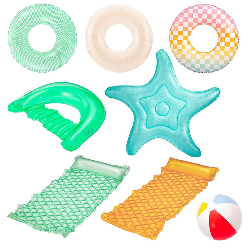 Party Pack Pool Loungers with Inflation Tool, 9-pc K9579