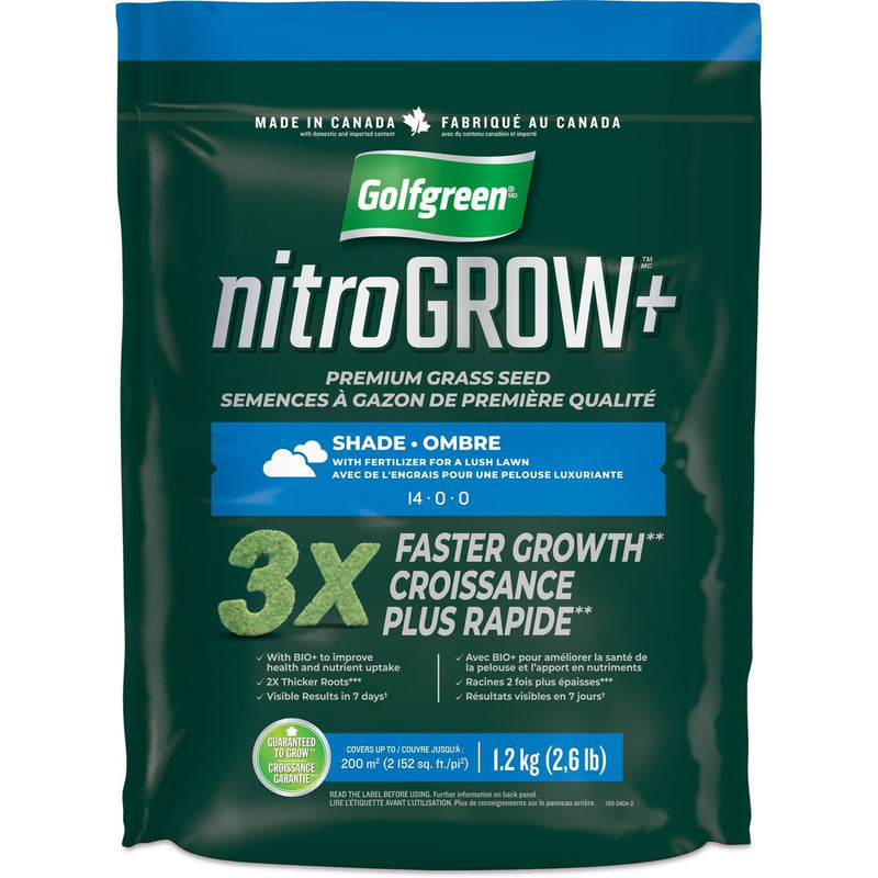 Nitrogrow+ Premium Nitrogen Enriched Shade Grass Seed with Fertilizer, 14-0-0, 1.2kg F9203