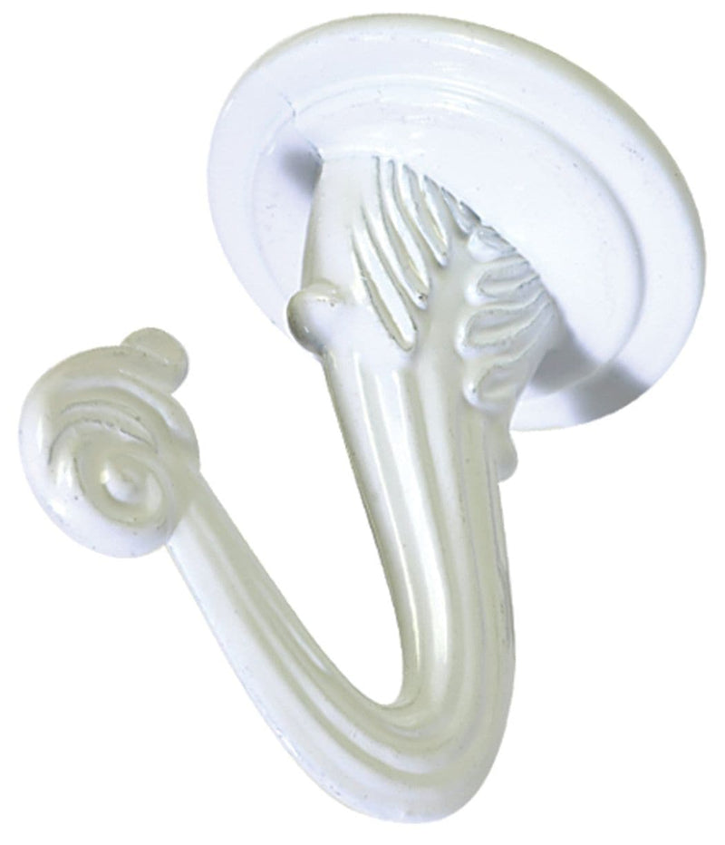 Large Swag Hook, Screw and Anchor Included, Solid Steel, White G3552