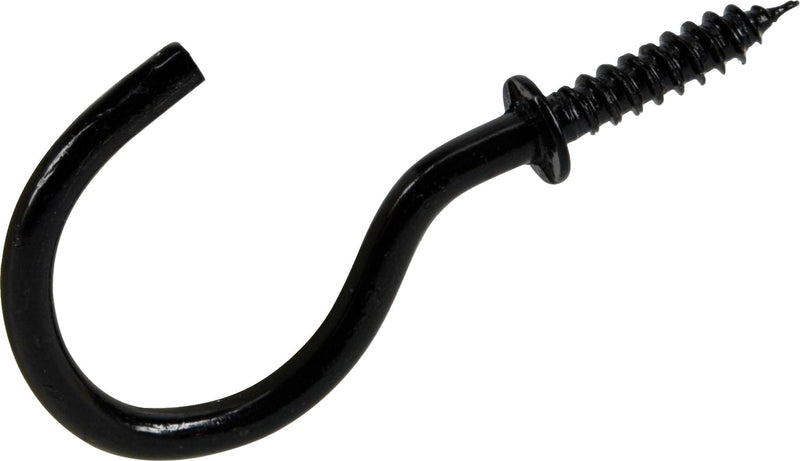 Mug Cup Hook, Half Hook Half Screw, Black, 7/8-in, 8-pk J5246