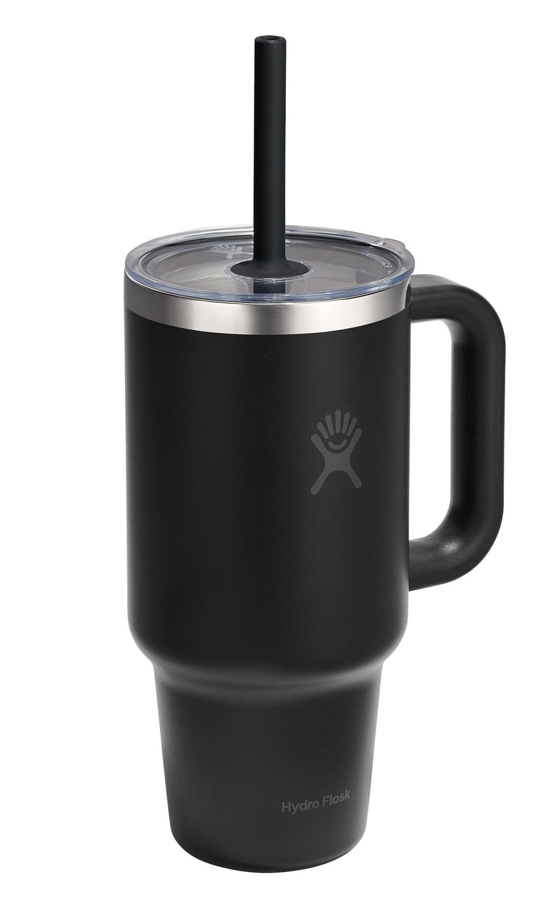 Stainless Steel Insulated Travel Tumbler Cup with Clear Straw Lid & Handle, Various Colours, 32-oz F2187