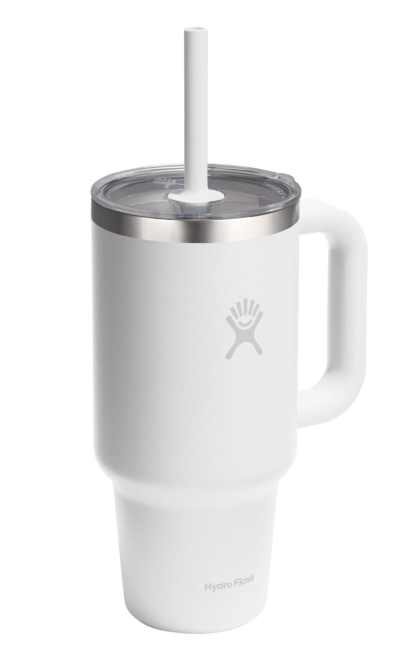 Stainless Steel Insulated Travel Tumbler with Clear Lid, White, 32-oz Z7046