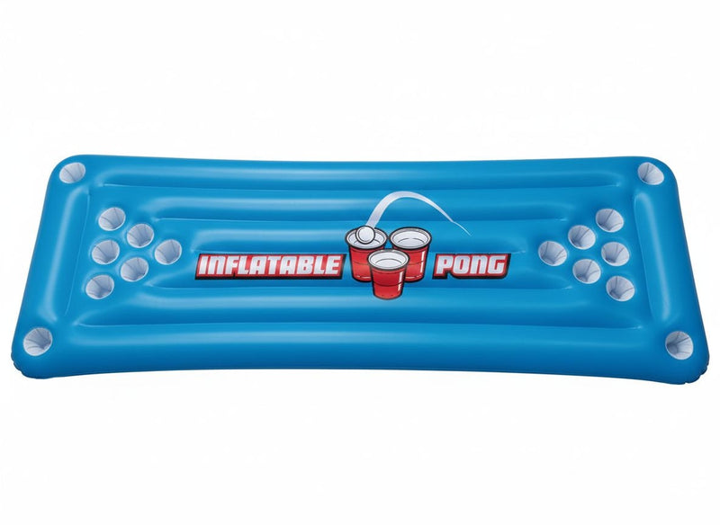 Inflatable Beer Pong Pool Game, Blue, 71-in, for Beach/Pool Fun Activities E1108