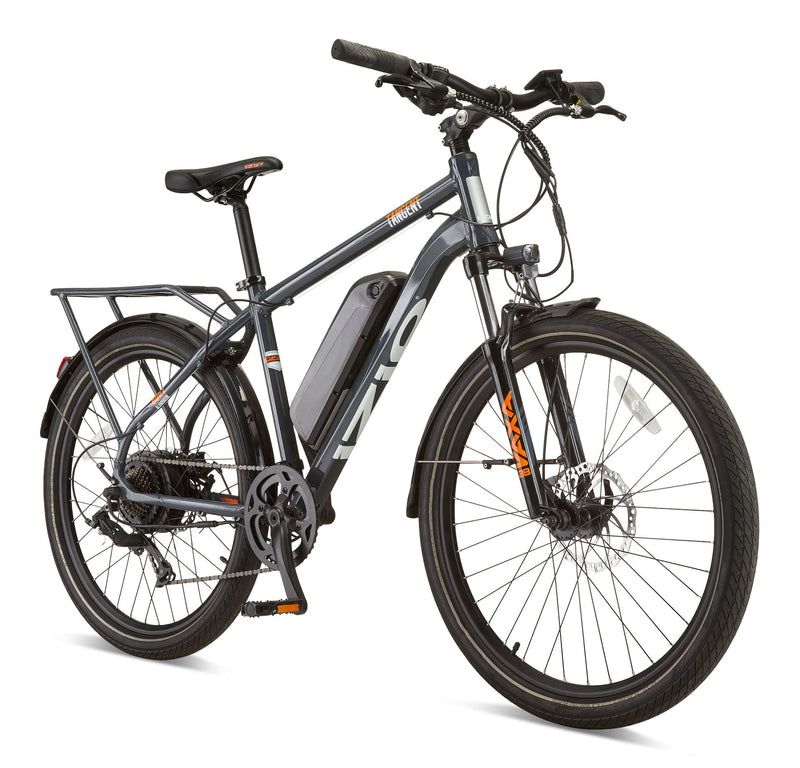 Tangent All-Terrain 48V Electric Bike with Storage Carrier, 26-in Wheel, Grey V1155