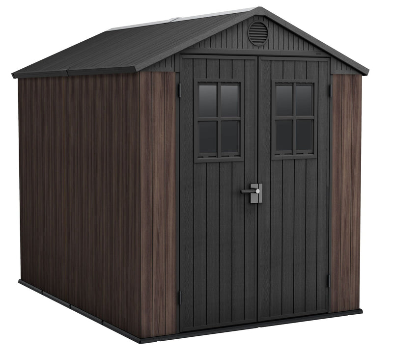 Darwin Resin Outdoor Storage Shed with DecoCoat, Brown, 6-ft x 8-ft G0804
