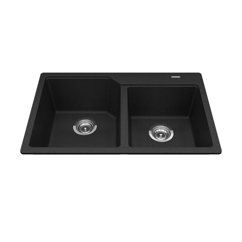 Urban Drop In Granite Double Bowl Kitchen Sink, 30.69-in x 19.69-in x 8.63-in, Onyx N0215