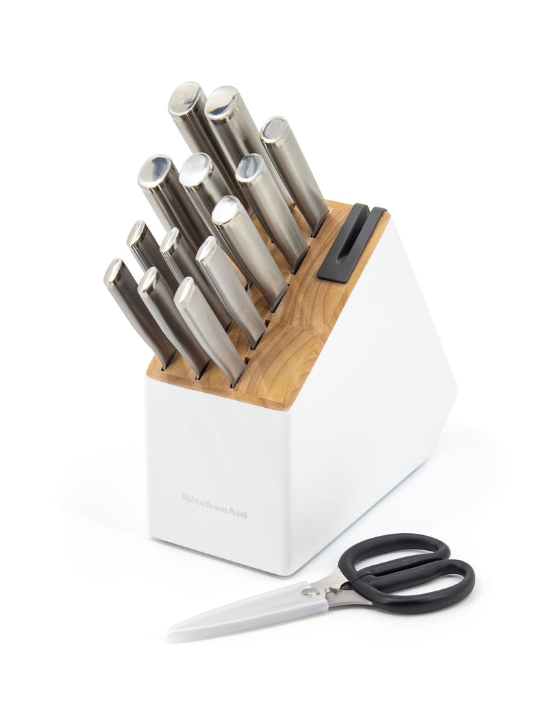 Stainless Knife Block Set, White, 15-pc C6003