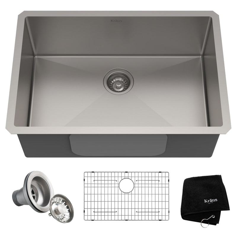 Standard PRO Undermount Stainless Steel Single Bowl Kitchen Sink, 28x19x10-in U4605