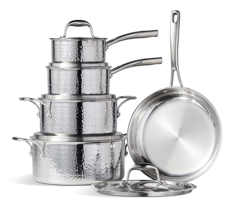 3-Ply Hammered Stainless Steel Cookware Set, 10-pc Q6171