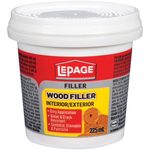 Interior/Exterior Wood Filler, Repairs Cracks & Holes, Water-Resistant, Brown, 225-mL E6498