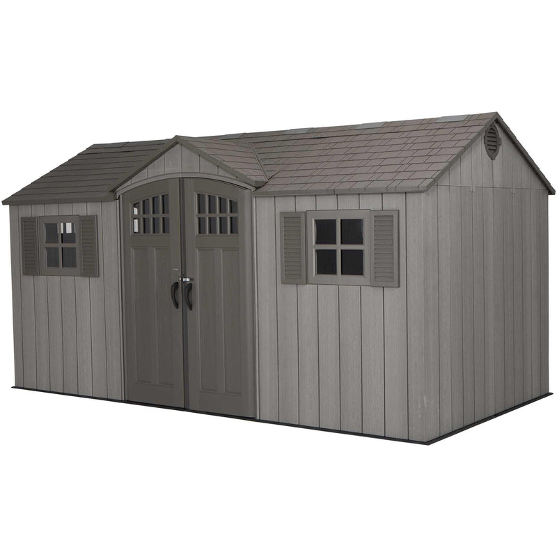 Outdoor Storage Shed with Dual Side Entry, Dark Grey Roughcut, 15 x 8-ft P8779