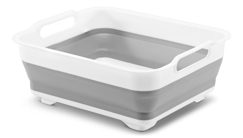 Madesmart Collapsible Folding Plastic Kitchen Wash Basin/Dish Pan, Grey W8528
