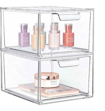 Clear Stackable Storage Drawer Set, 2-pc D6792