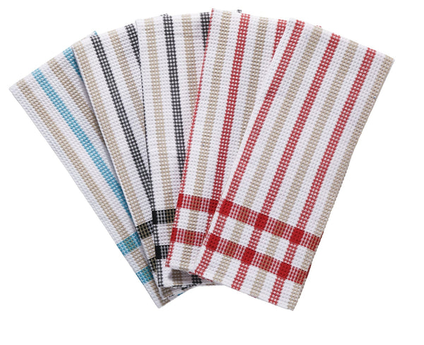 Cotton Plaid Waffle Kitchen Towels, Reusable, 22-in x 32-in, 5-pk, Assorted Colours Z8071