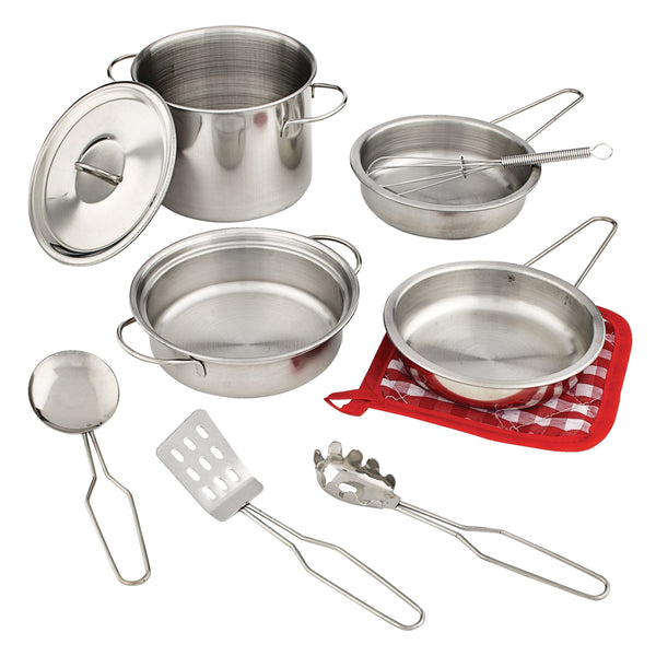 Toy Kitchen Stainless Steel Cookware Set For Kids, 10 pc, Ages 3+ Z3131