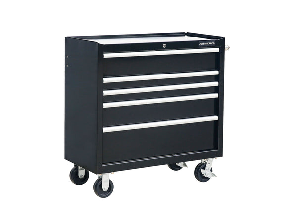 5-Drawer Powder-Coated Steel Tool Cabinet, Black, 36-in F5671