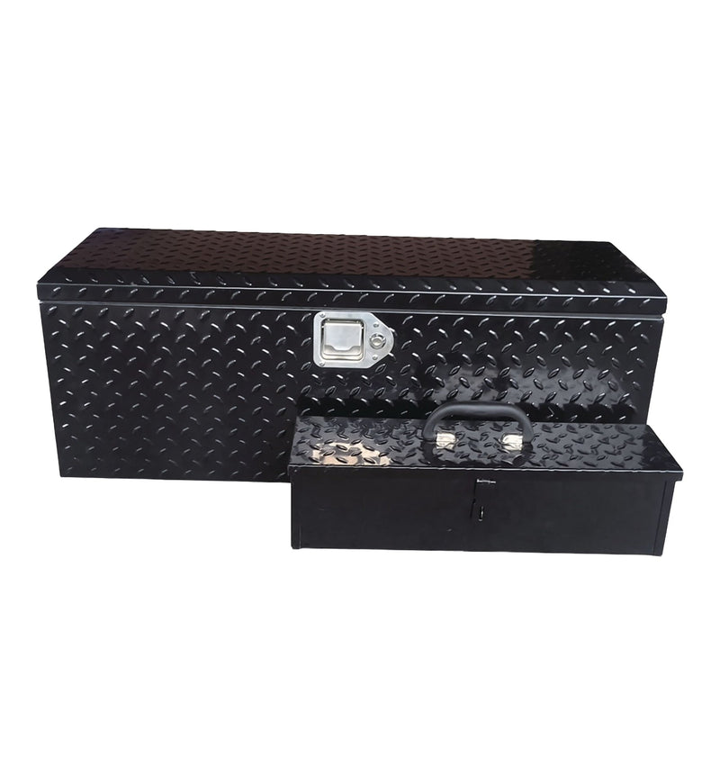 Truck Chest Box with Portable Tool Box, Black, 35.5-in S7340