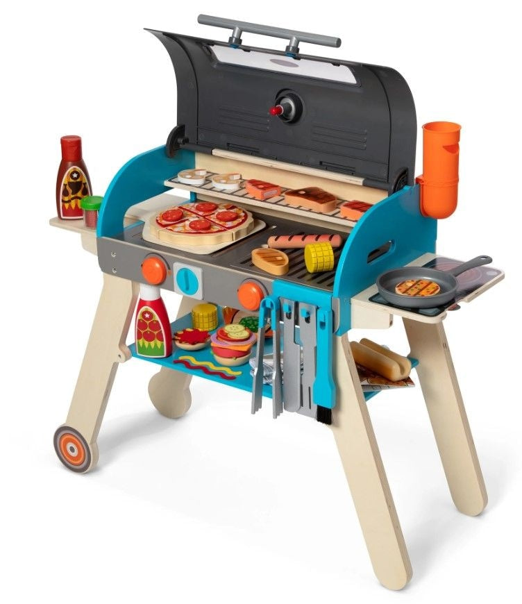 Wooden Deluxe Barbecue Grill, Smoker and Pizza Oven Playset, Ages 3+ U6907