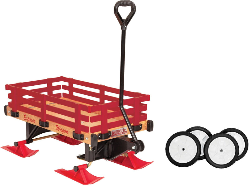 Industries Express Kids' Convertible Wooden Wagon Sleigh/Sled For All Seasons, Ages 3+ R7924