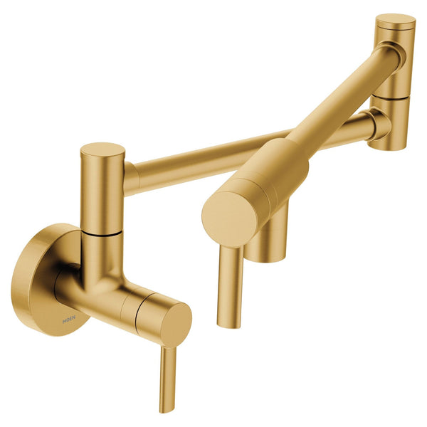 Modern Single Handle Swing Arm Wall Mount Pot Filler Kitchen Faucet, Brushed Gold U4691