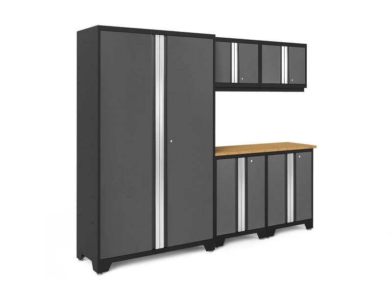 Bold 3.0 Series 24-Gauge Steel Garage Cabinetry Set with Bamboo Top, Partial Assembly, 96-in x 18-in x 72-in, 6-pc U2683