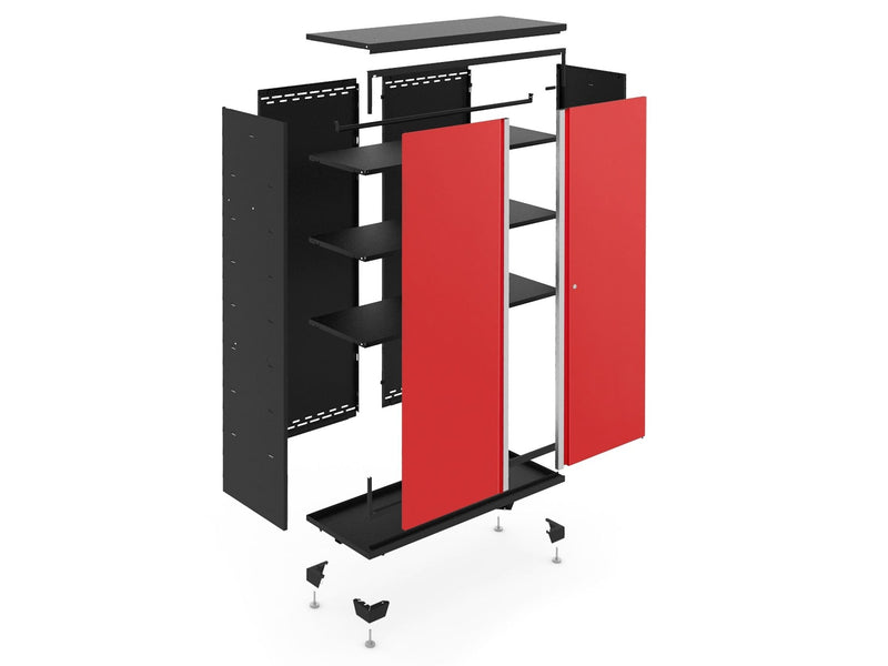 Bold Series 24-Gauge Steel RTA Storage Locker with 3 Shelves, Black/Red, 30-in A6426
